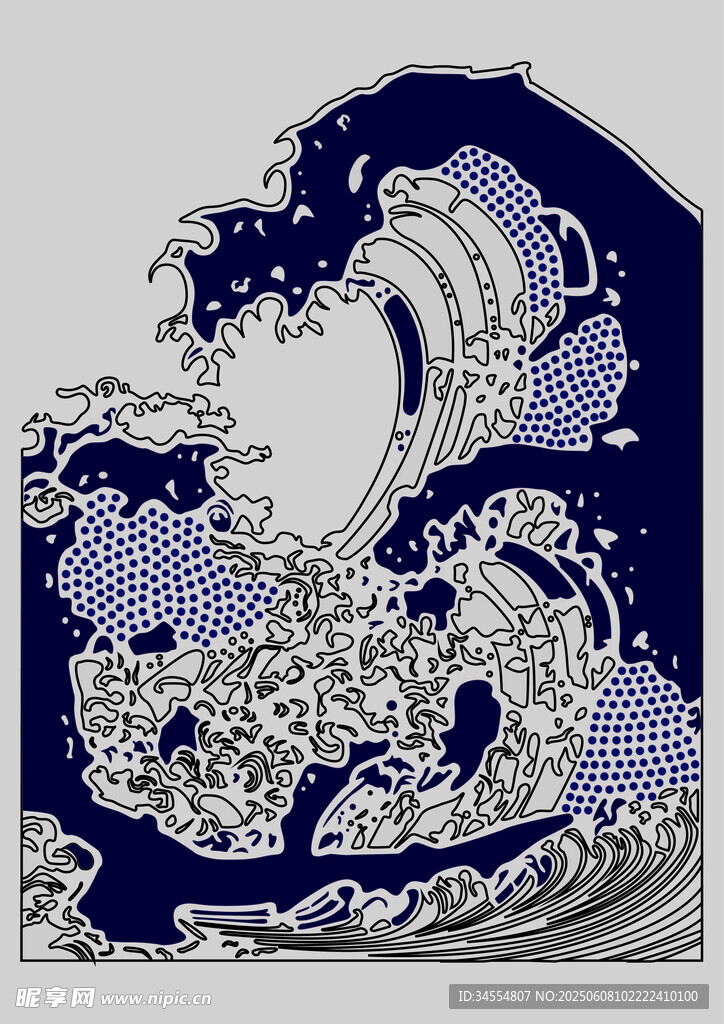 海浪龙纹传统图案设计
