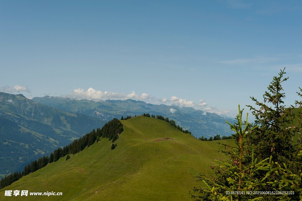 青山绿树间的秀丽山景