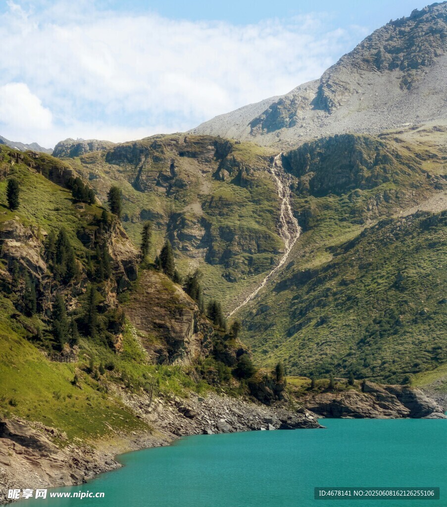 高山下的碧湖美景