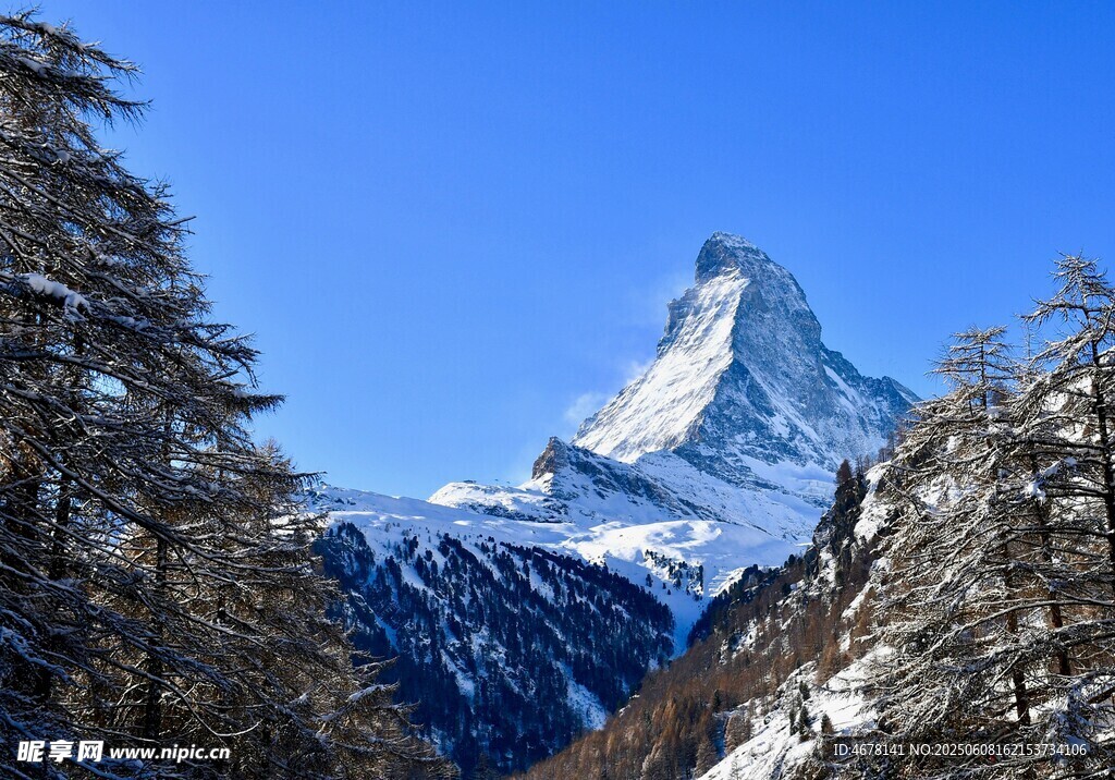 马特洪峰雪景壮丽风光