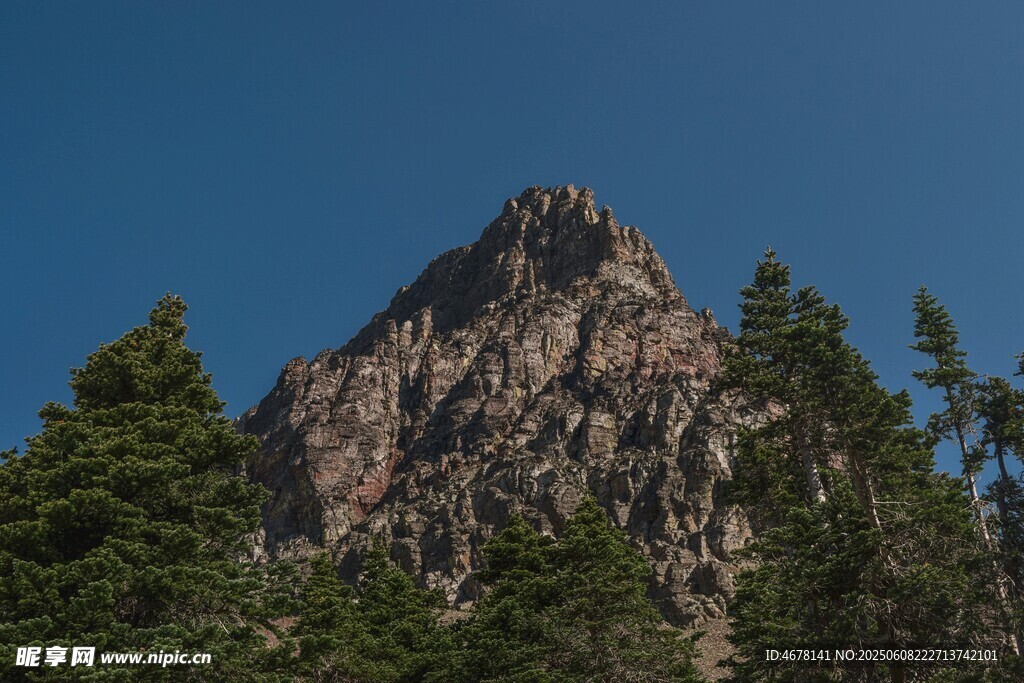 巍峨山峰与葱郁林木