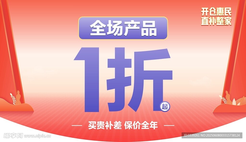 全场产品1折促销海报