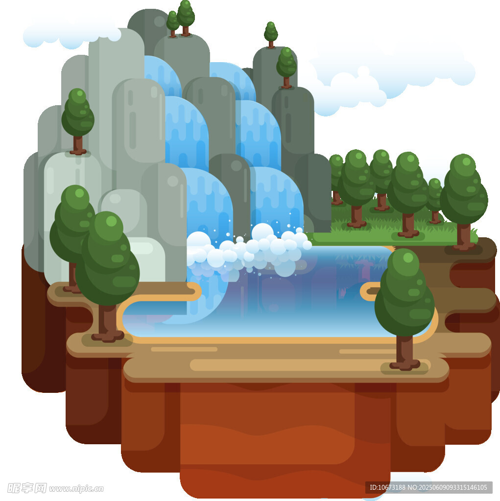 卡通风格山水景观图