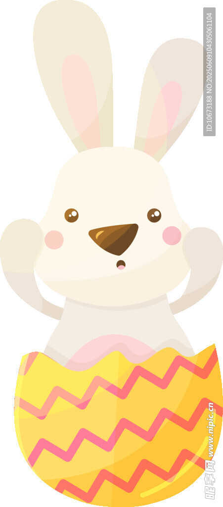 兔子从彩蛋中探出脑袋