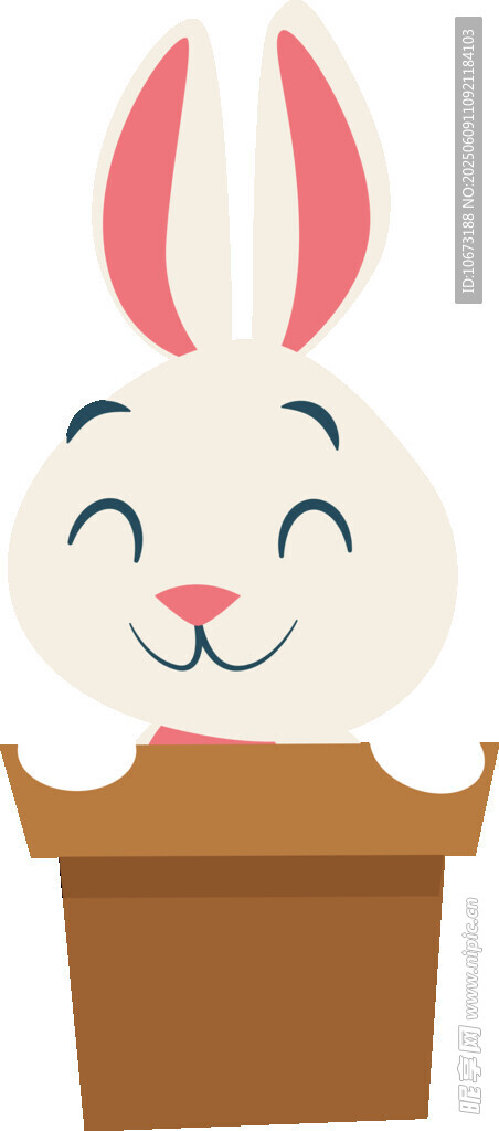 可爱兔子探出纸箱