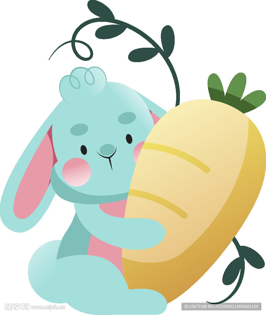 抱胡萝卜的可爱小兔子