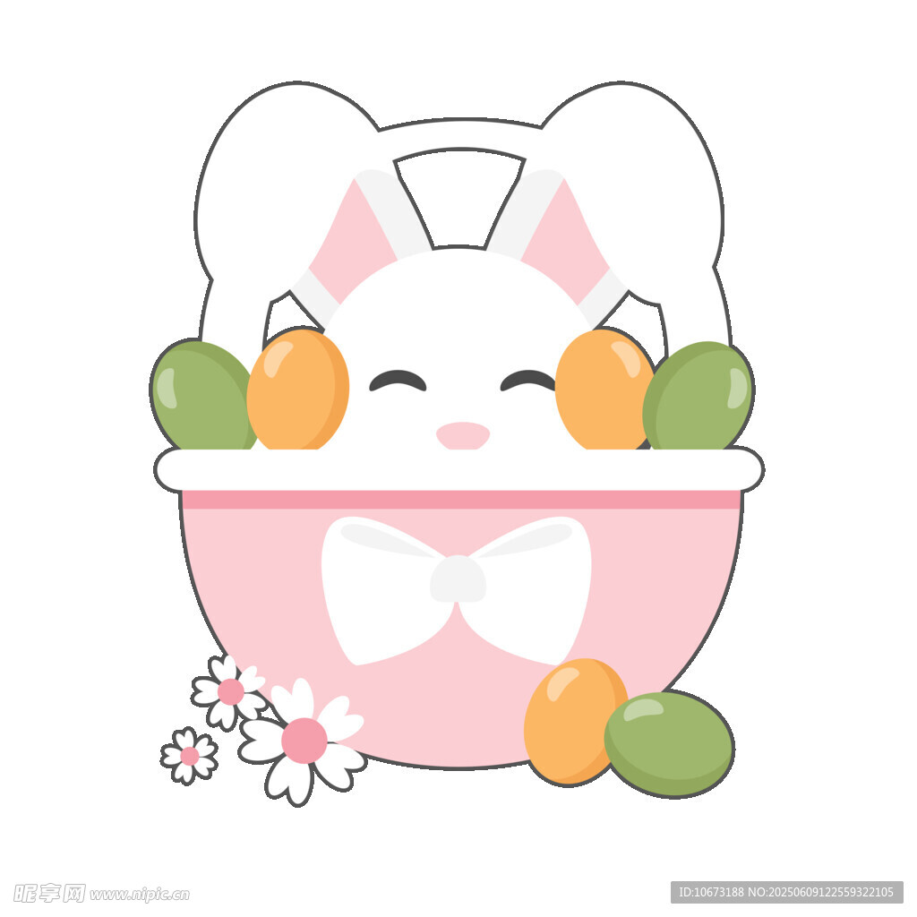 可爱兔子水果篮插画