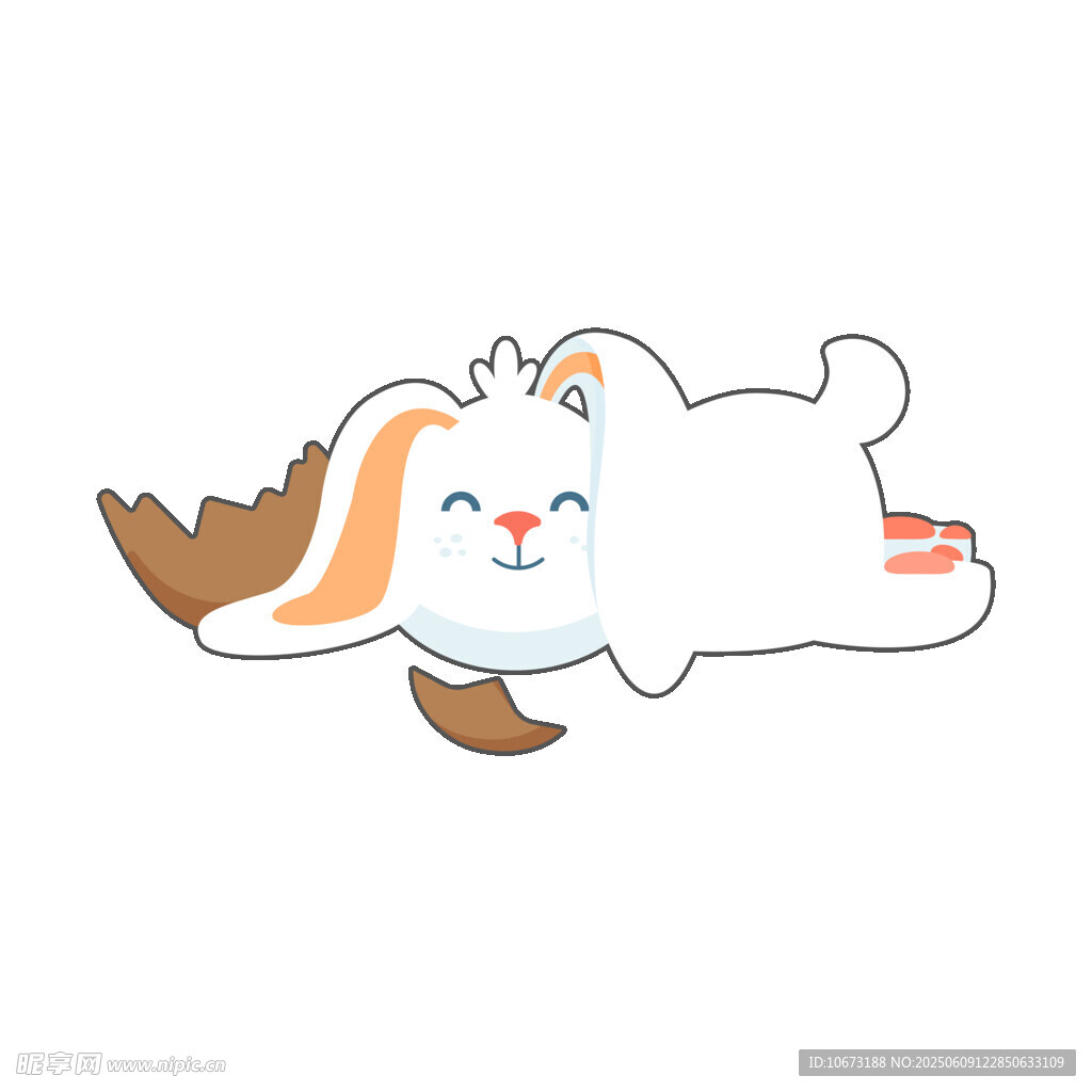 趴着的可爱卡通小兔子
