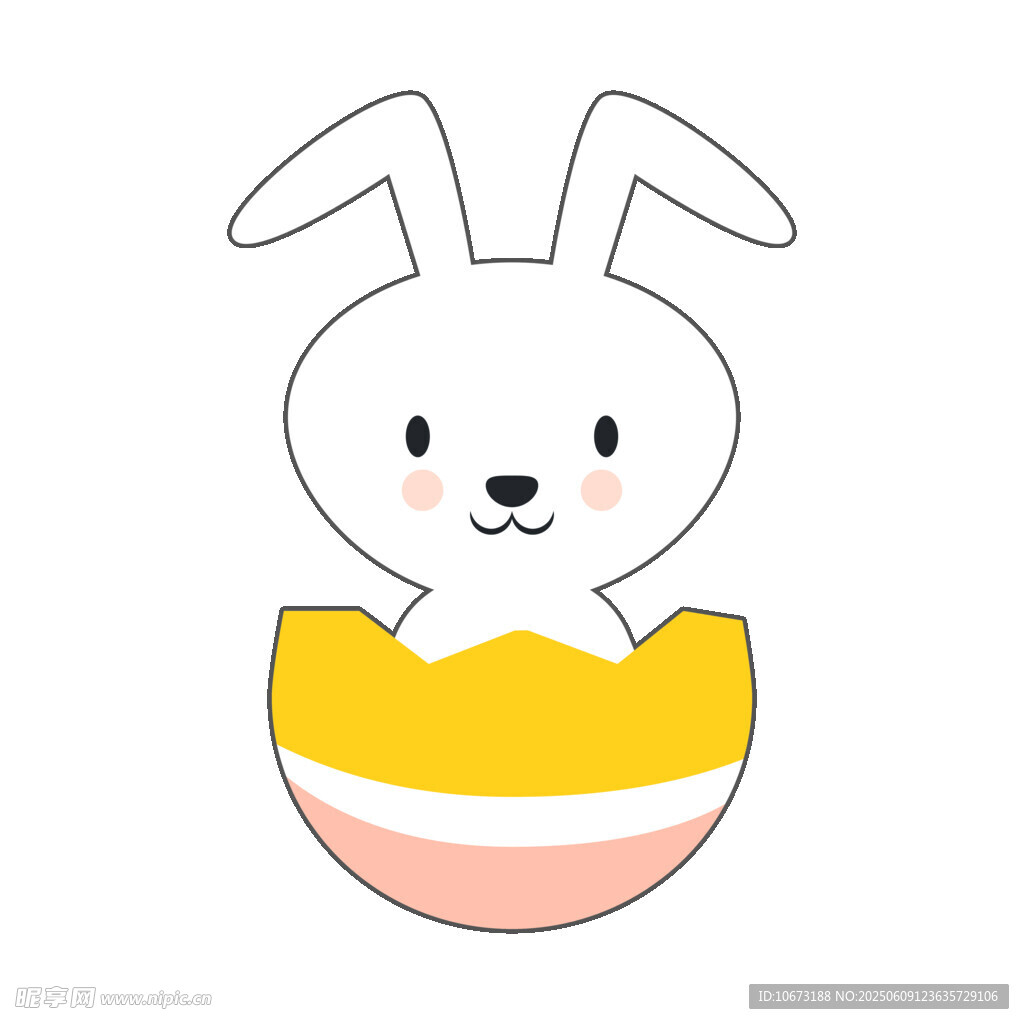 兔子从彩蛋中探出脑袋