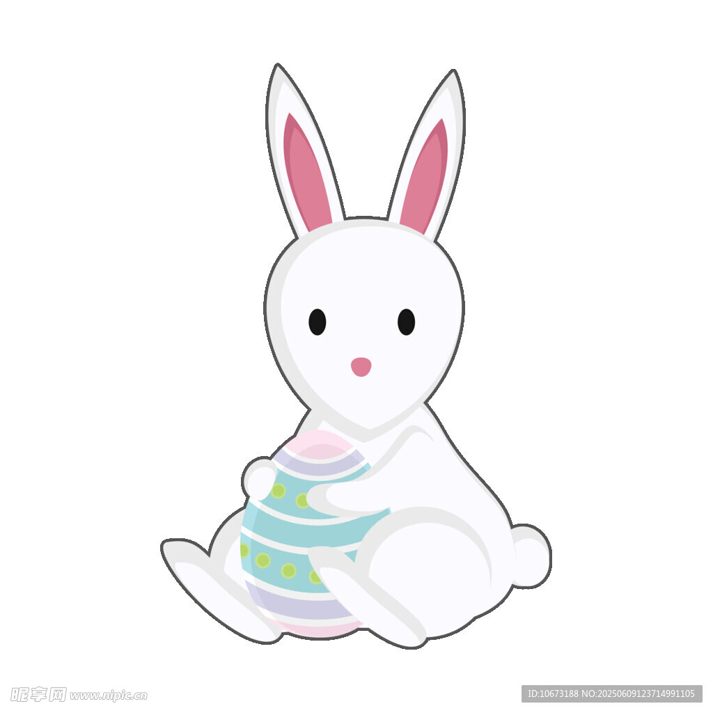 可爱白兔抱彩蛋