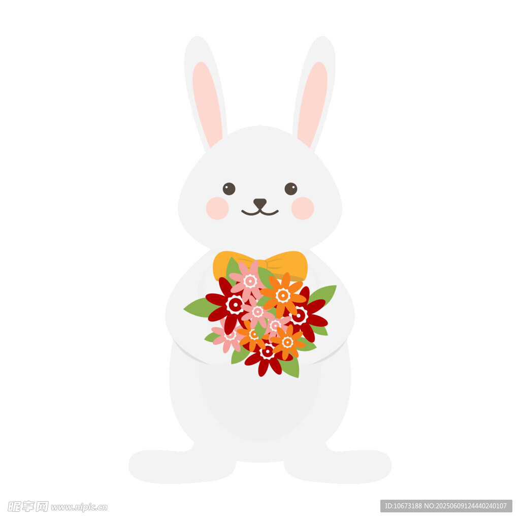 抱花白兔