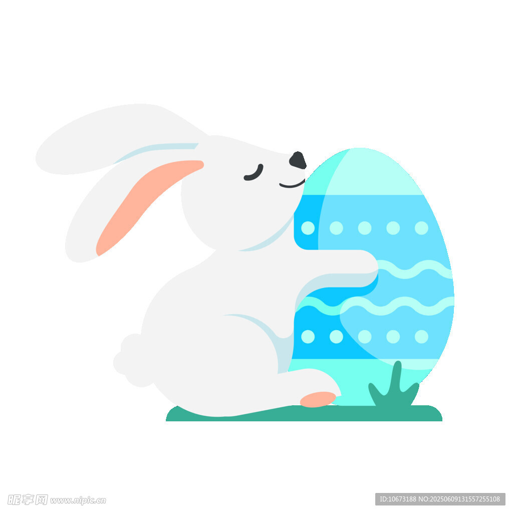白兔依偎彩蛋可爱插画