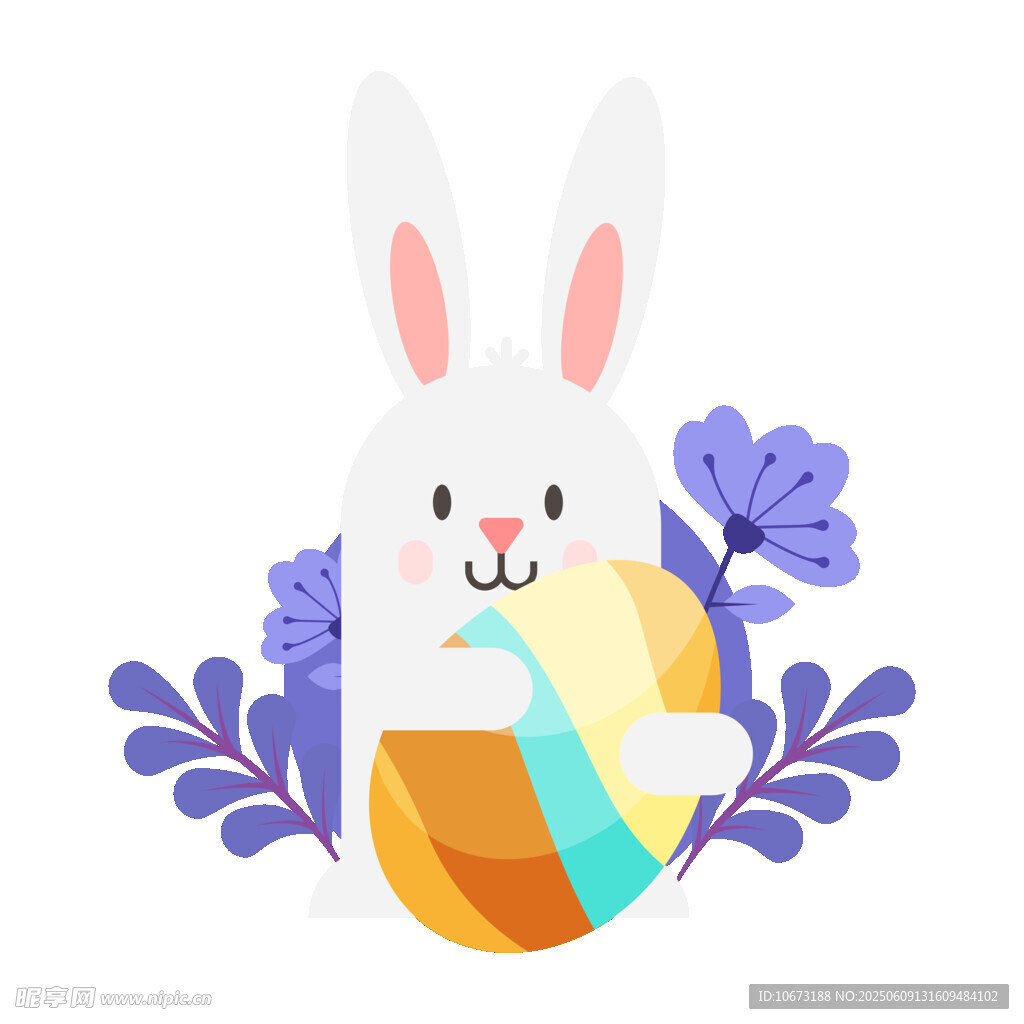 可爱兔子与彩蛋插画