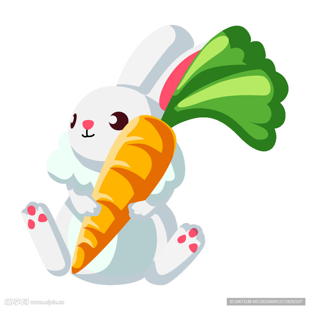 白兔抱胡萝卜可爱插画