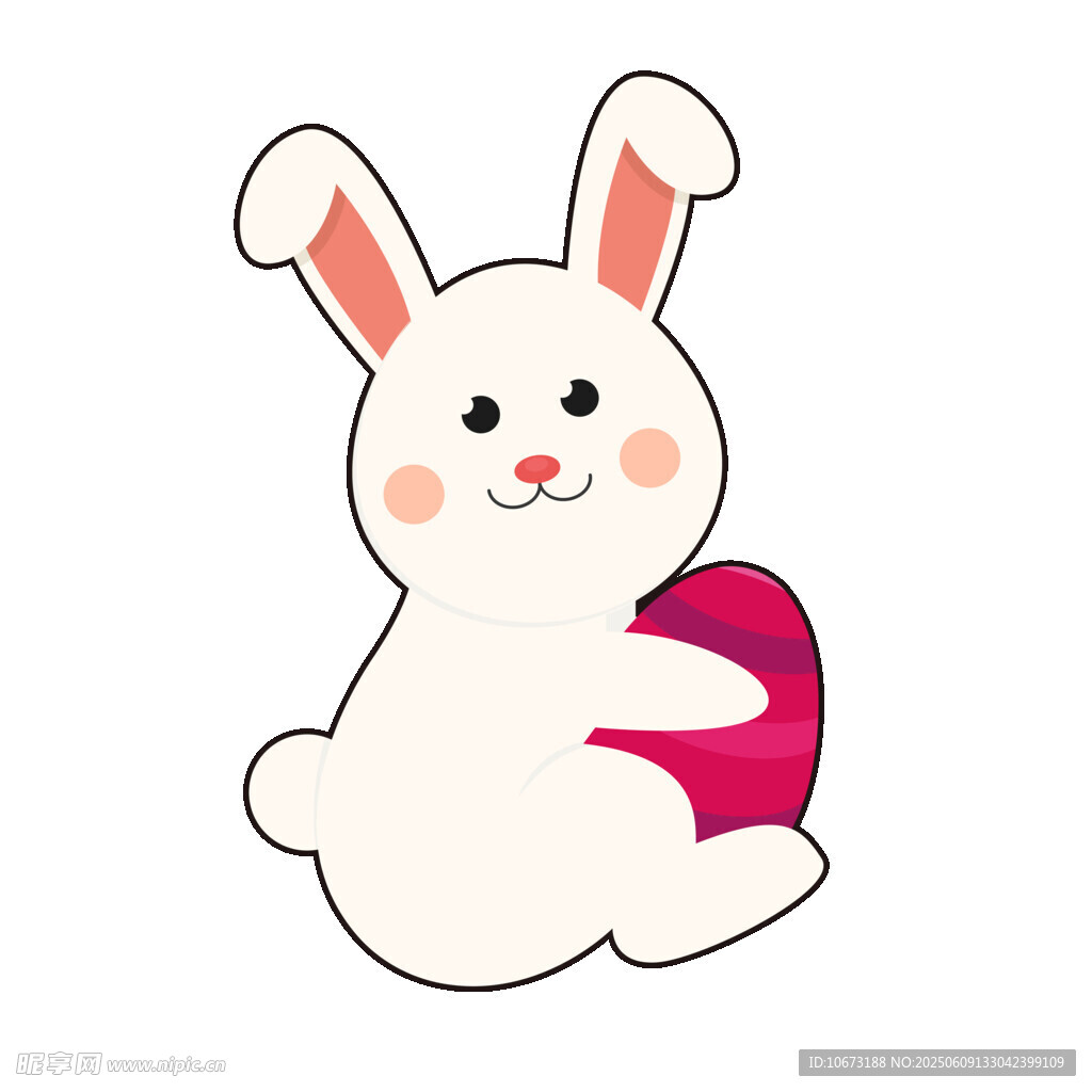 抱爱心的可爱卡通小兔子