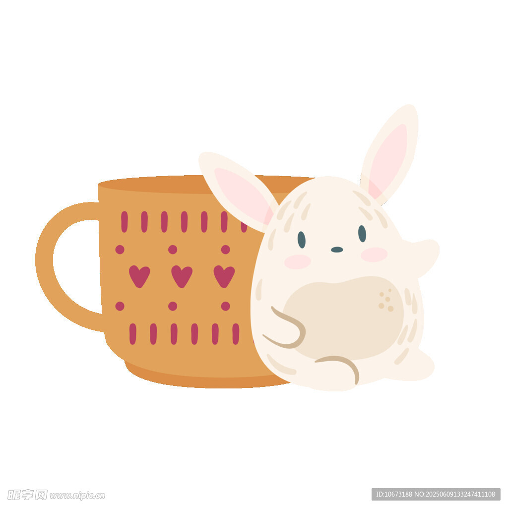 可爱小兔依偎爱心咖啡杯