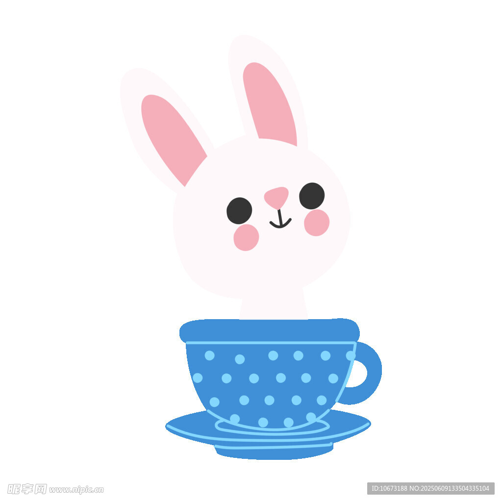 茶杯中的可爱兔子头