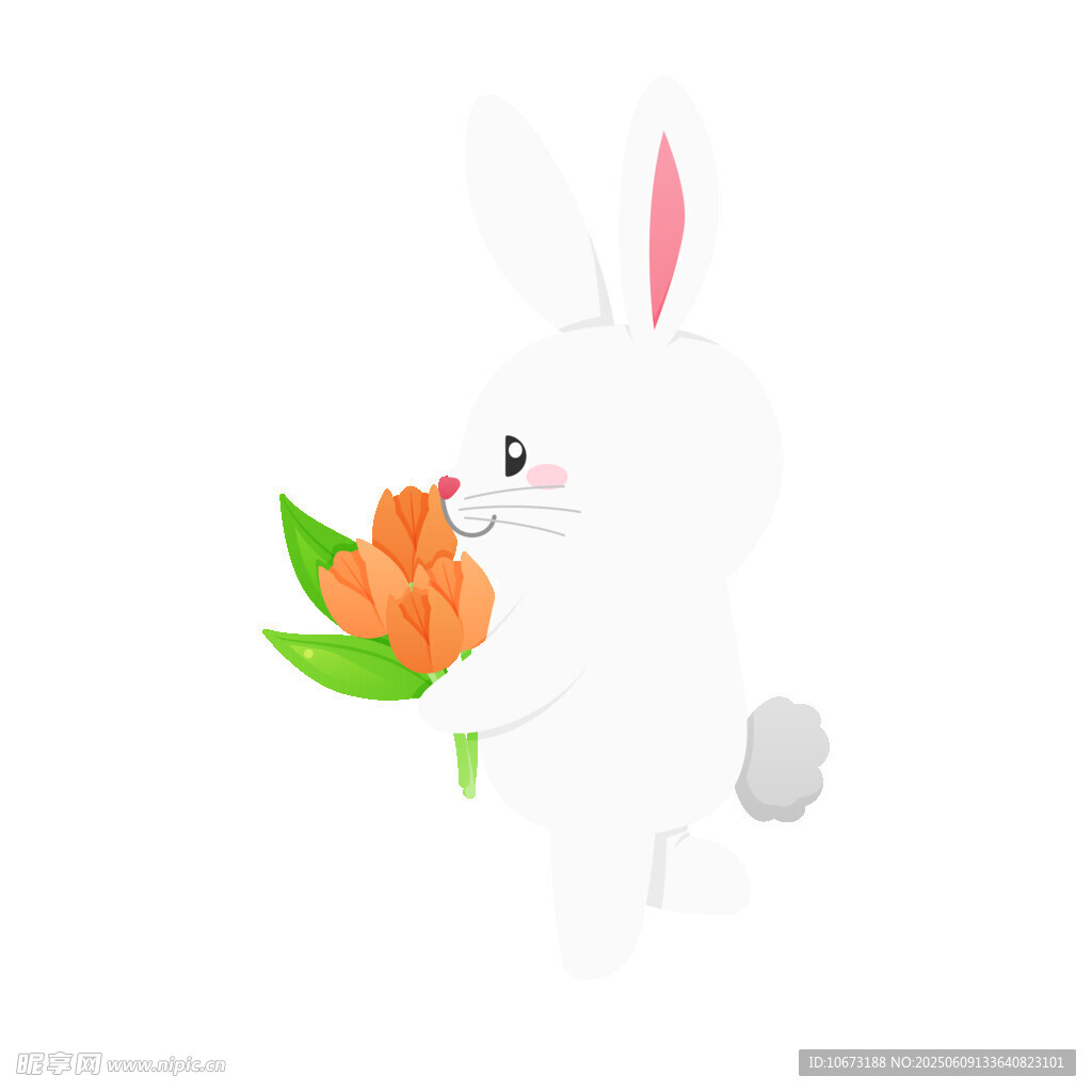 白兔持花