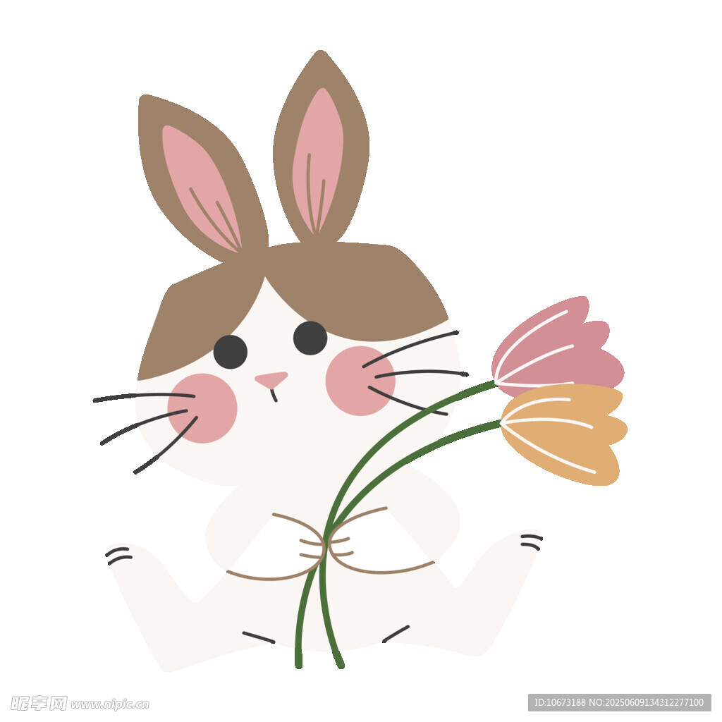 抱花萌兔