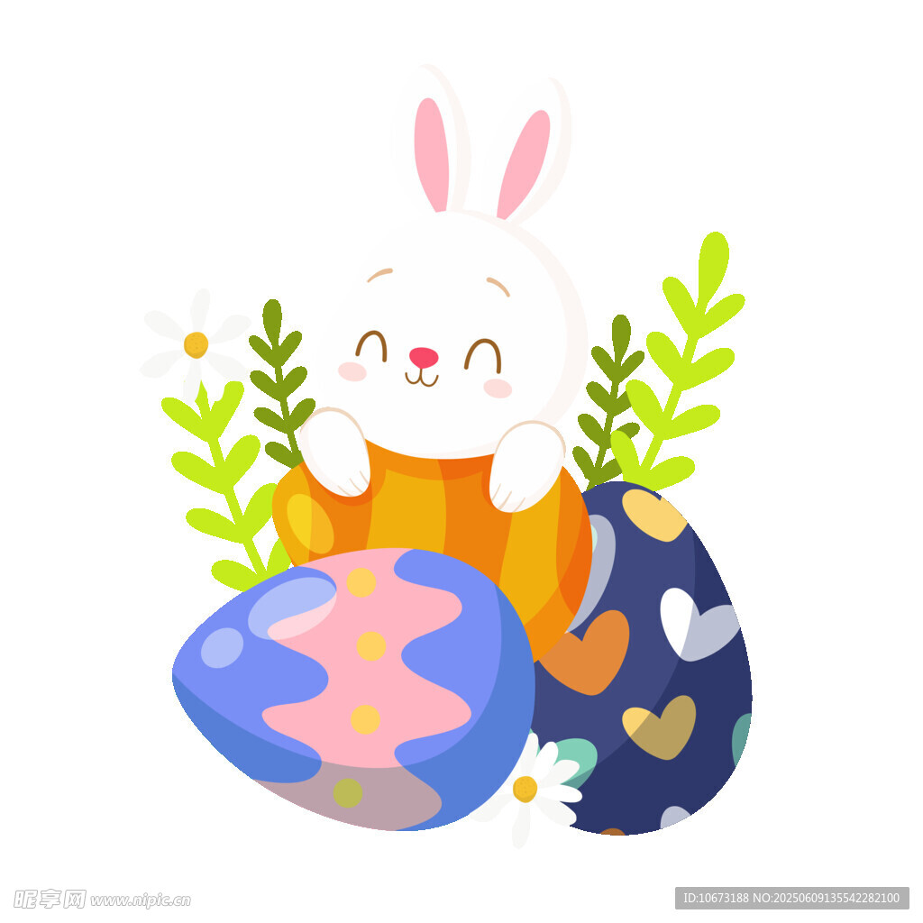 可爱兔子与彩蛋插画