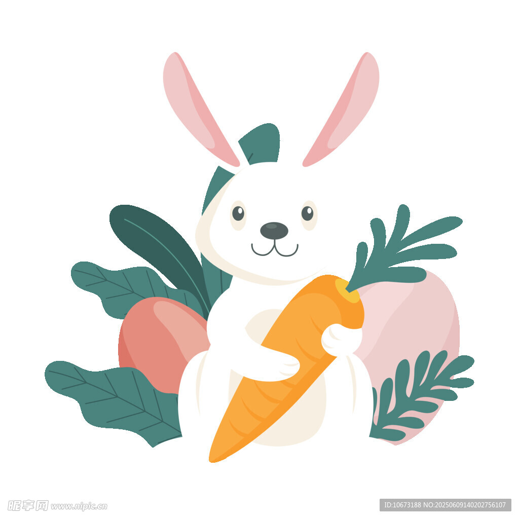 可爱白兔抱胡萝卜插画