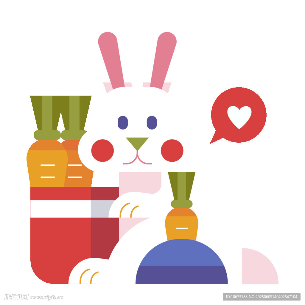 可爱兔子与多彩胡萝卜