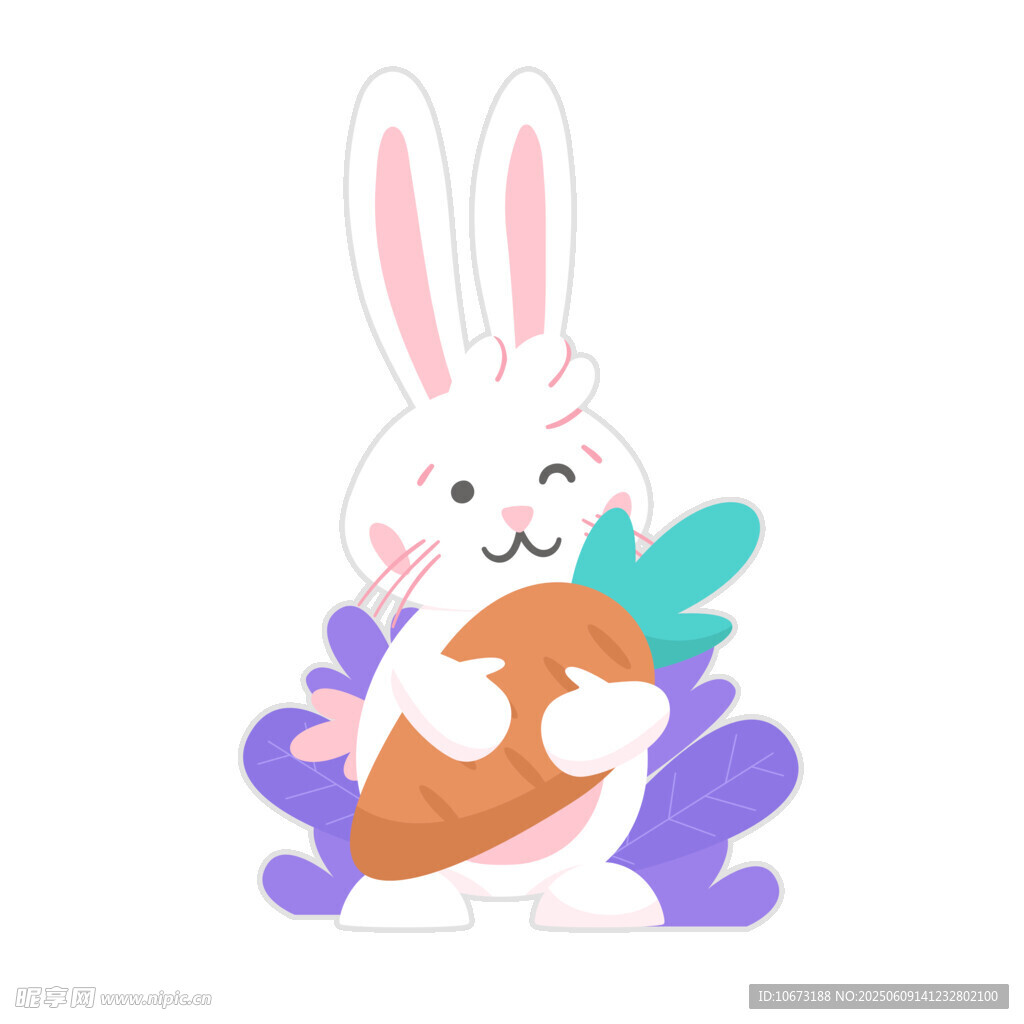 可爱白兔抱胡萝卜插画