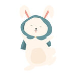 可爱小兔穿着连帽服饰