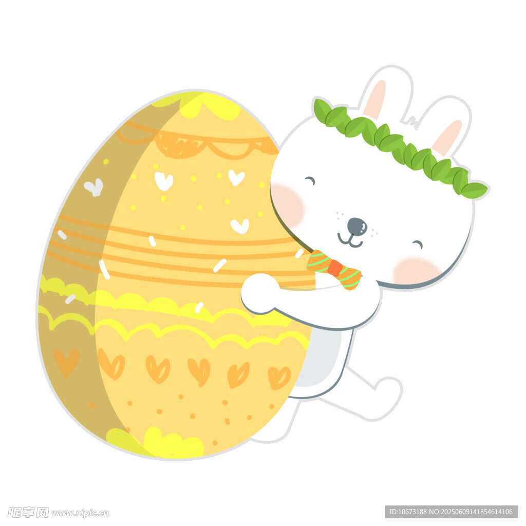 可爱白兔与彩蛋的温馨画面