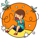 小孩被蚊虫叮咬痛苦模样