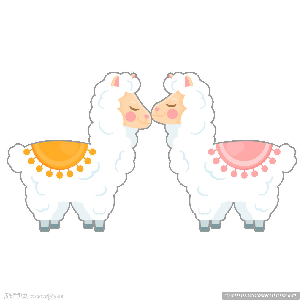 可爱羊驼亲昵互动图