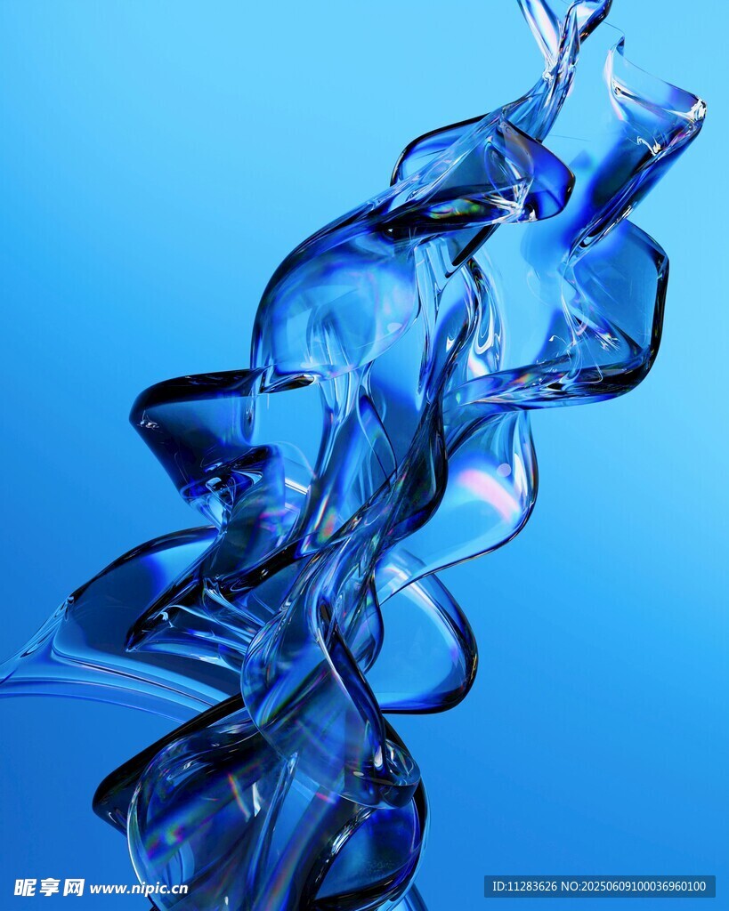 蓝色动感水花艺术形态