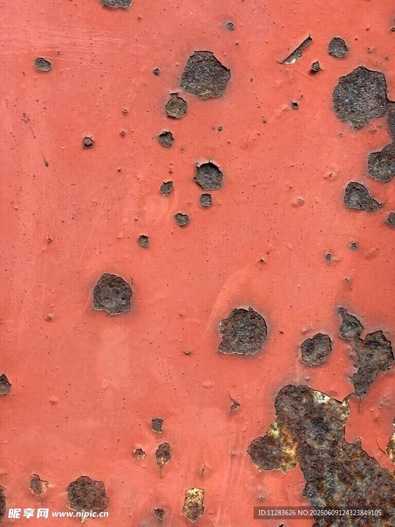 红色斑驳表面纹理特写