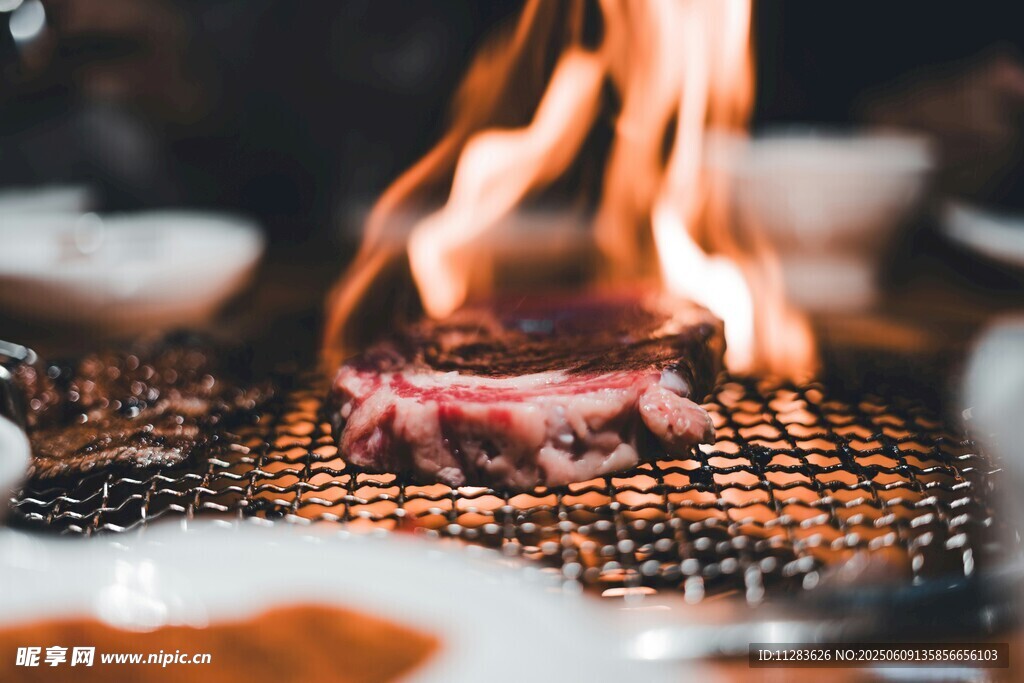 火焰上的美味烤肉