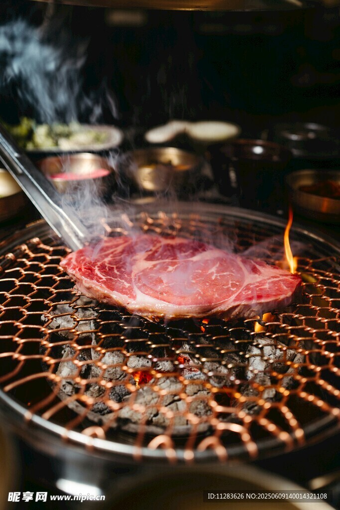炭火上的鲜嫩烤肉