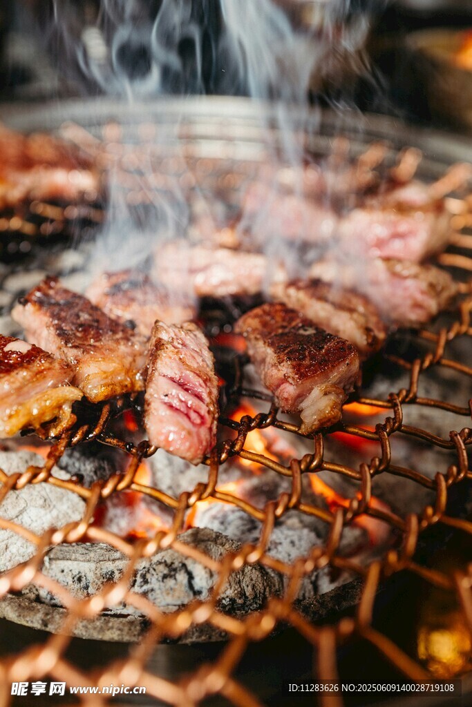 炭火上的美味烤肉