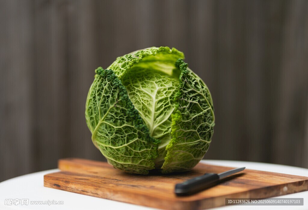 砧板上的新鲜卷心菜