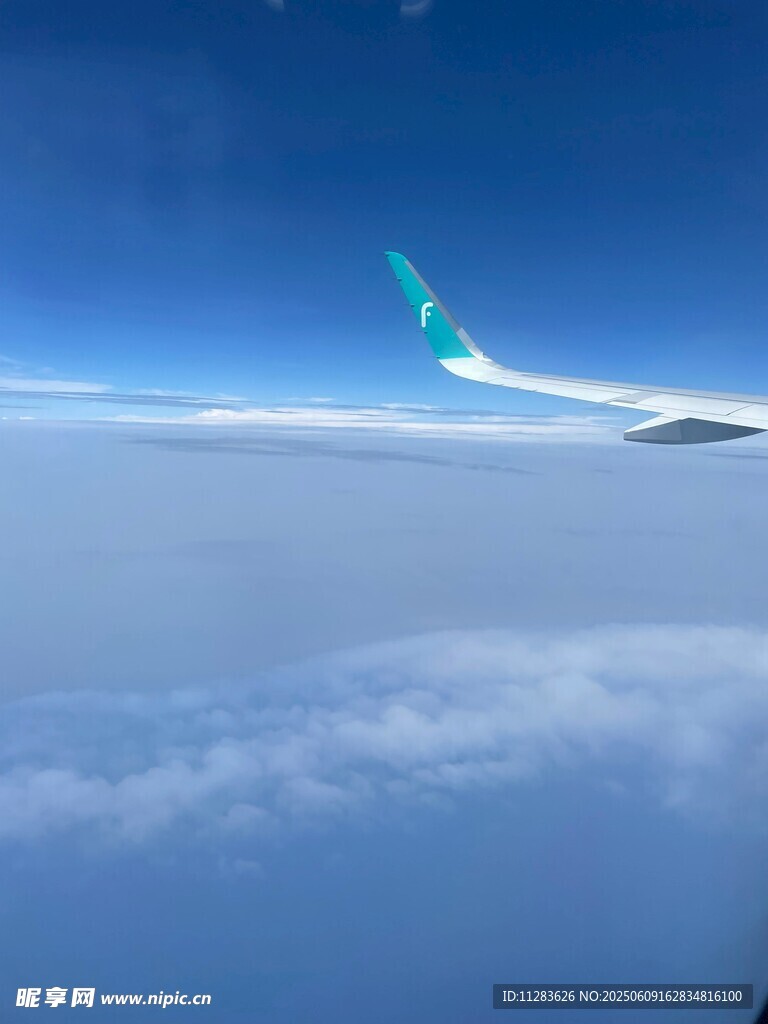 高空视角下的飞机机翼