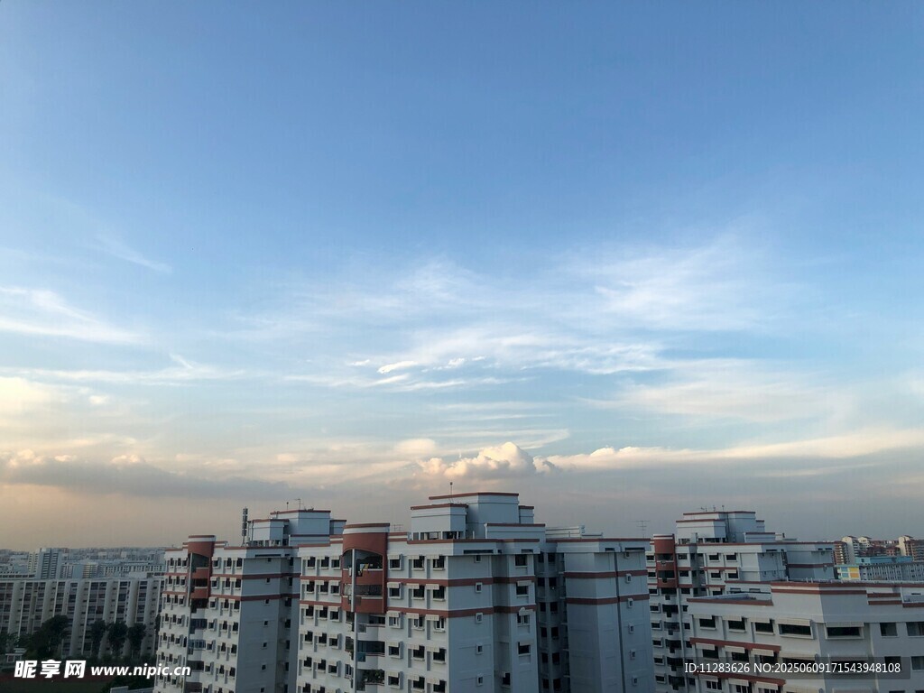 城市高楼与美丽天空景色