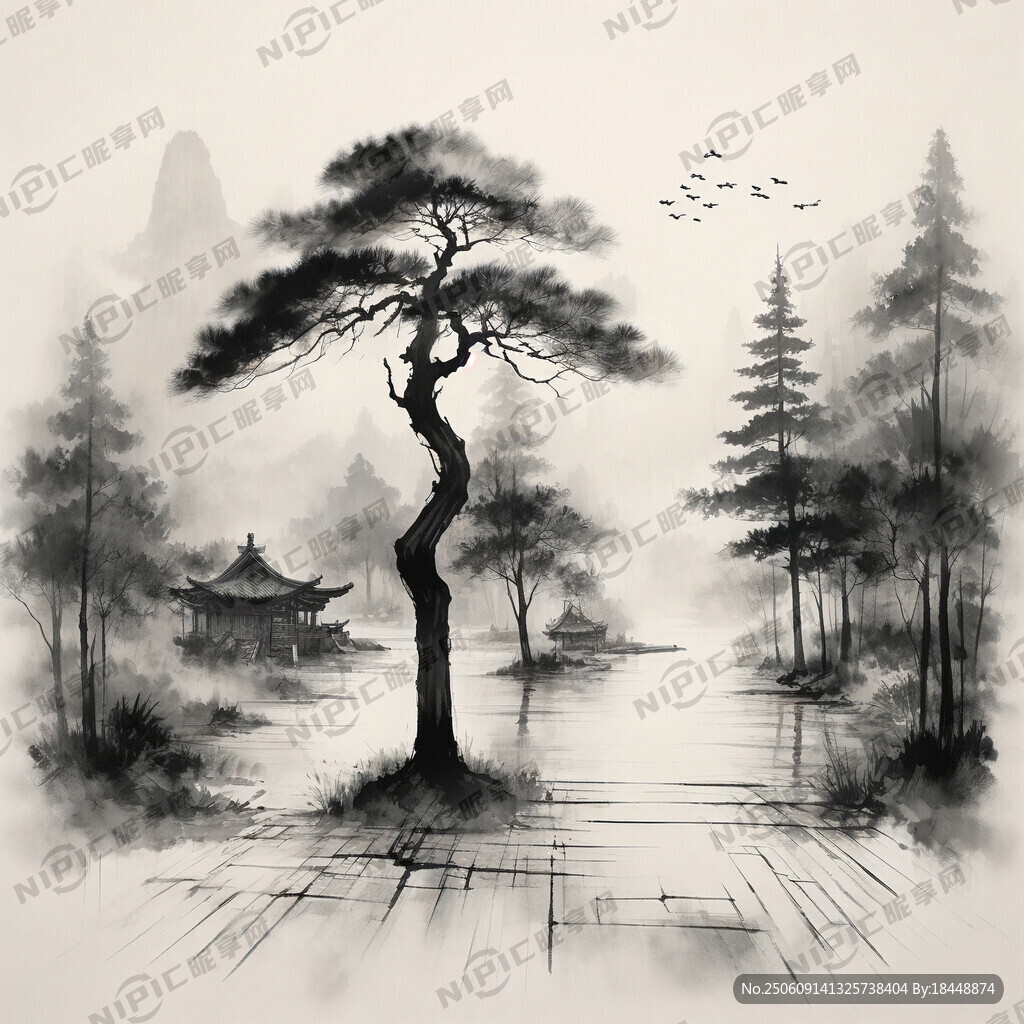 两边古柏树 中间石板路