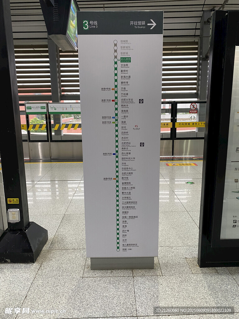 地铁站线路指示牌