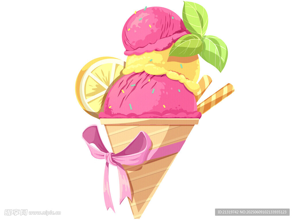 甜筒卡通插画