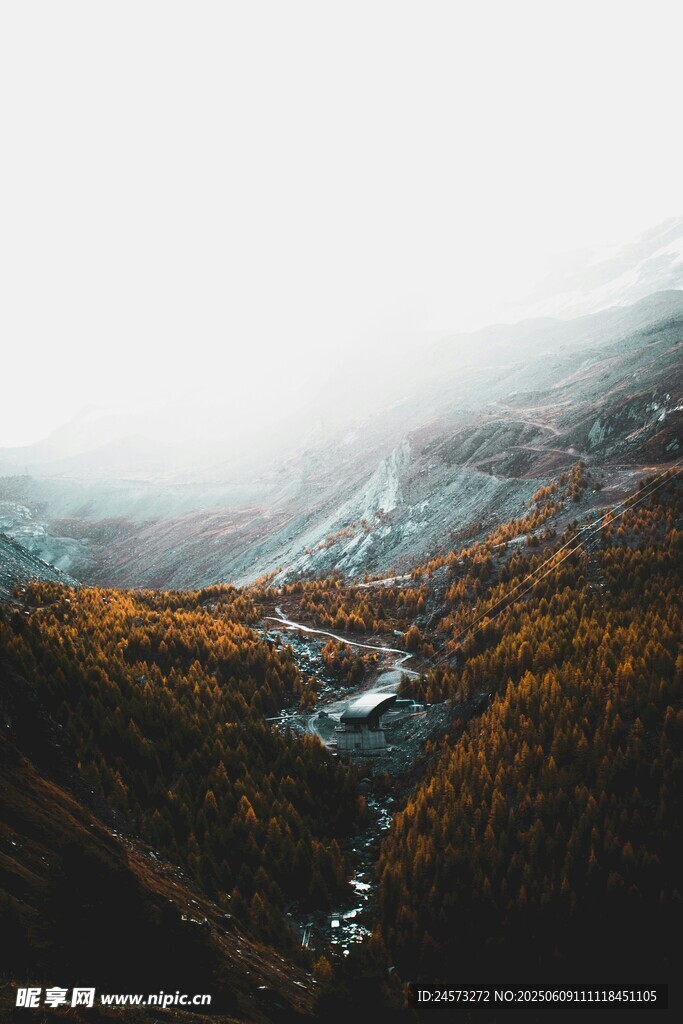 山间秋色溪流美景