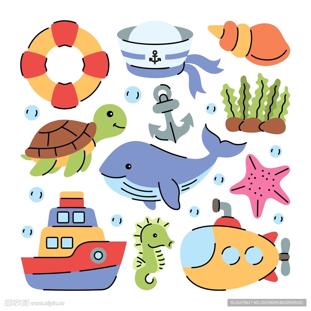 卡通海洋插图