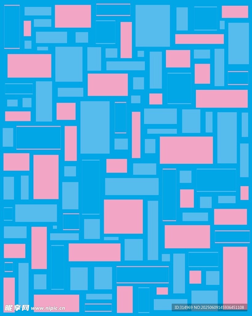 蓝粉方块拼接几何背景图