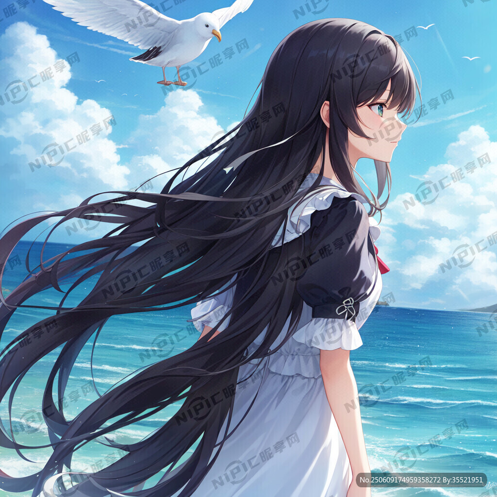 远处的海鸥在海上翱翔