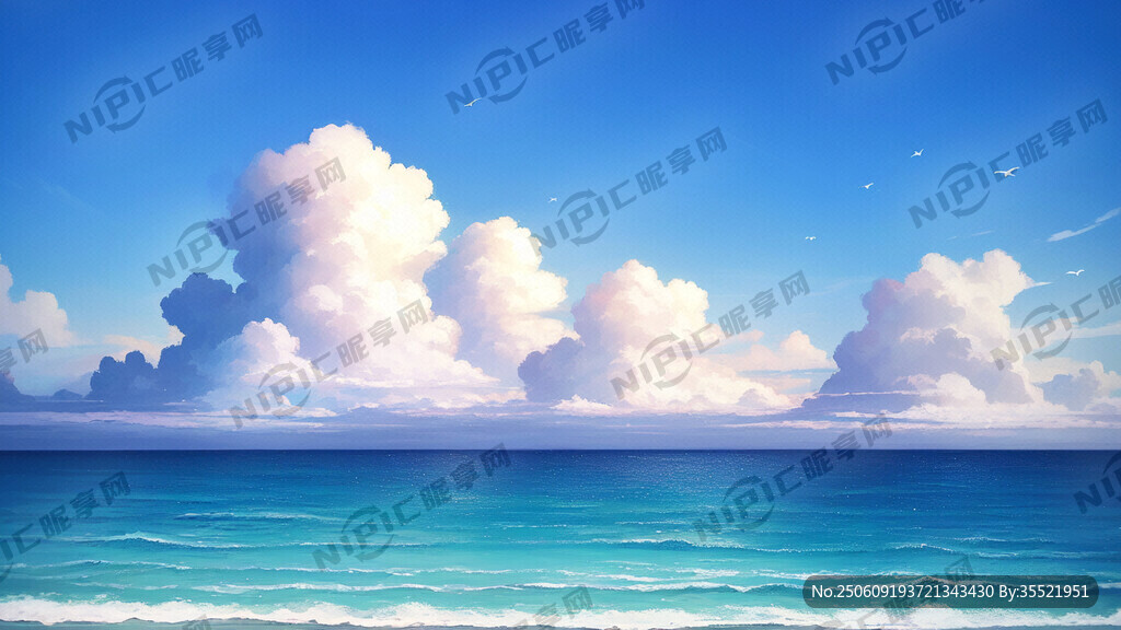 在无人的风平浪静的大海上