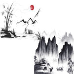 水墨山水间的诗意景致