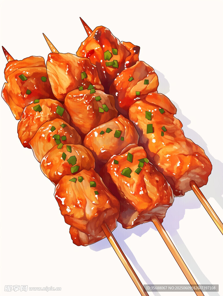 美味烤肉串诱人色泽