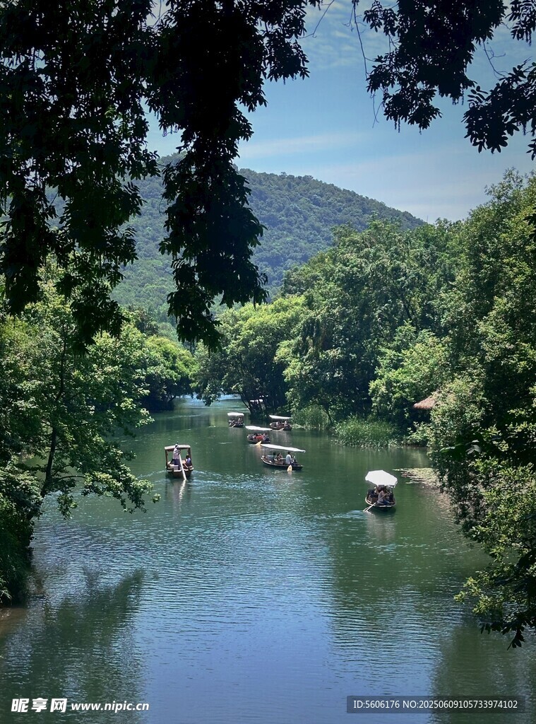 青山绿水间的静谧河道